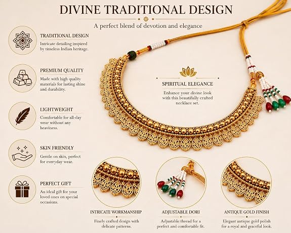 Antique Gold Plated Haram Jade Necklace Earring Set for Women 