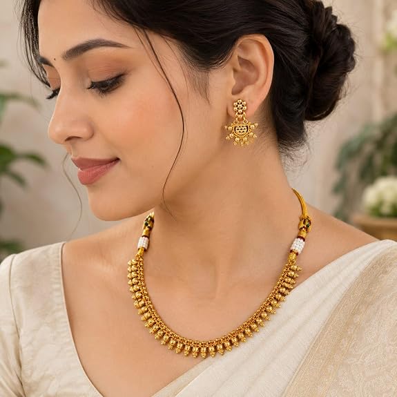 Antique Gold Plated Sun Pendant Necklace Earring Set for Women