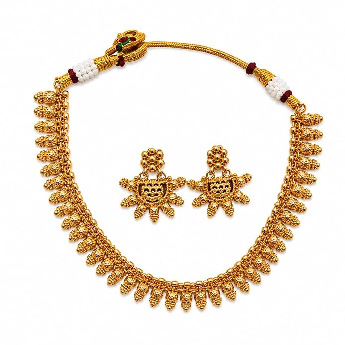 Antique Gold Plated Sun Pendant Necklace Earring Set for Women