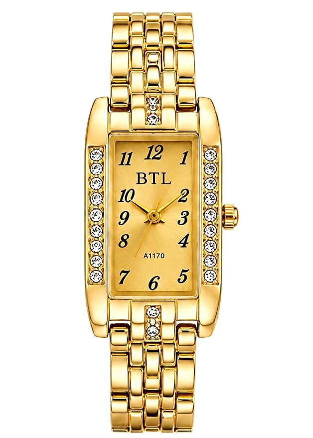 BTL A1170 Gold-Tone Analog Watch with Crystal Bracelet