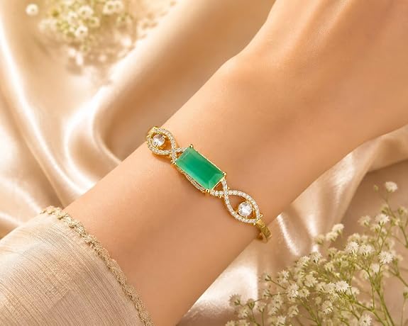 Cat's Eye Stone Infinity Design Bangle Bracelet