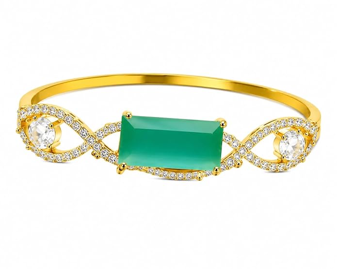 Cat's Eye Stone Infinity Design Bangle Bracelet