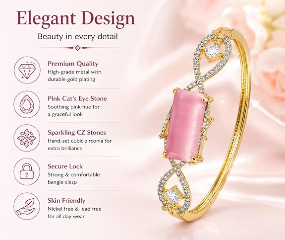 Cat's Eye Stone Infinity Design Bangle Bracelet