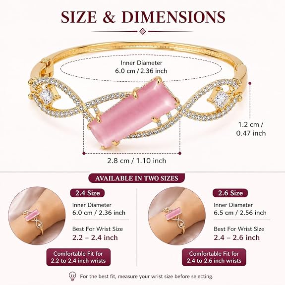 Cat's Eye Stone Infinity Design Bangle Bracelet