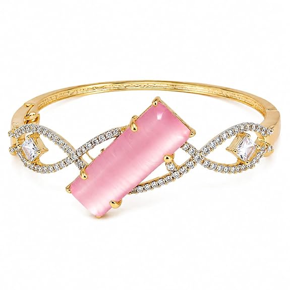 Cat's Eye Stone Infinity Design Bangle Bracelet