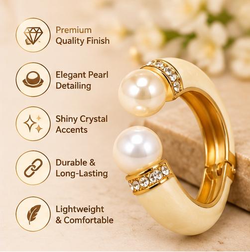 Cream Pearl & Gold-Tone Cuff Bracelet for Women