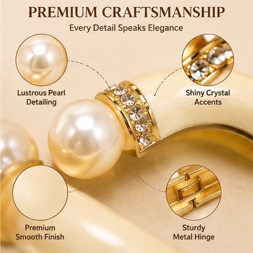 Cream Pearl & Gold-Tone Cuff Bracelet for Women