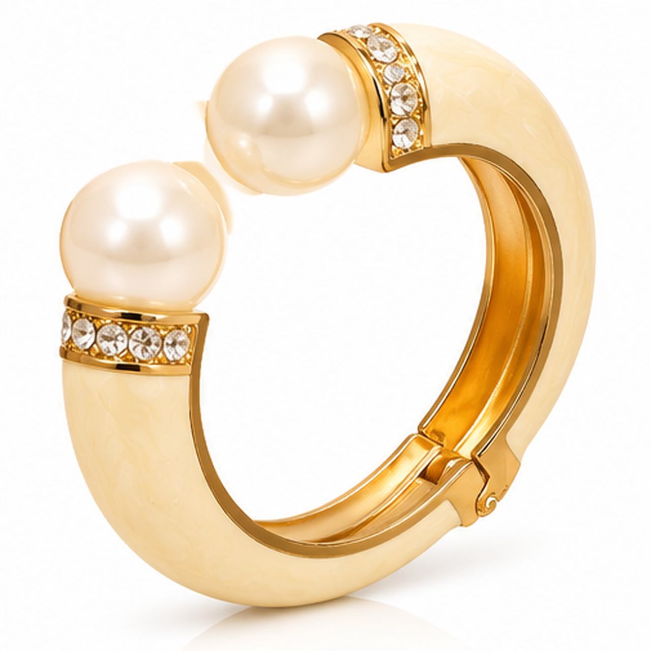 Cream Pearl & Gold-Tone Cuff Bracelet for Women