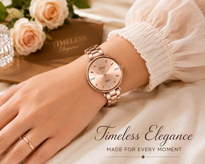 Elegant Analog Watch for Women | Sunburst Dial with Crystal Accents | Stainless Steel | Splash Resistant | Gift for Her
