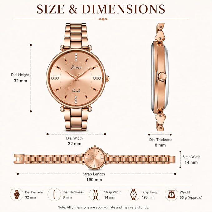 Elegant Analog Watch for Women | Sunburst Dial with Crystal Accents | Stainless Steel | Splash Resistant | Gift for Her
