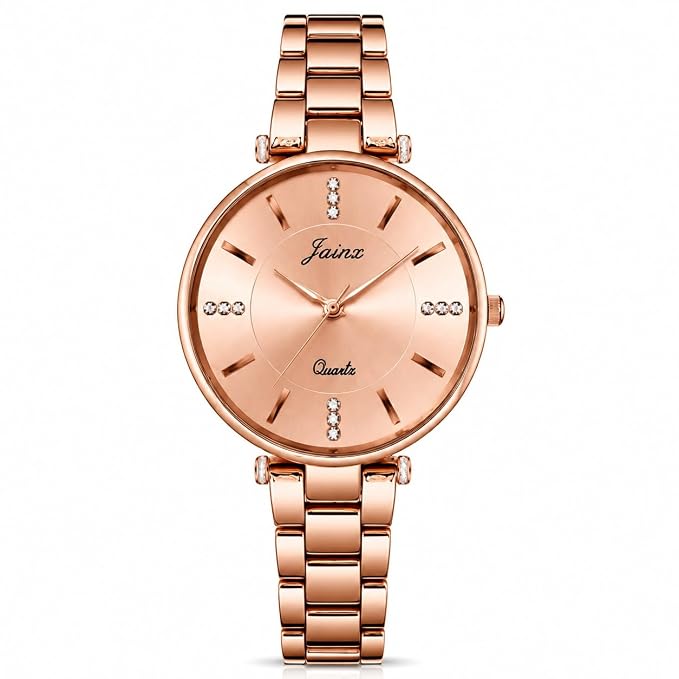 Elegant Analog Watch for Women | Sunburst Dial with Crystal Accents | Stainless Steel | Splash Resistant | Gift for Her