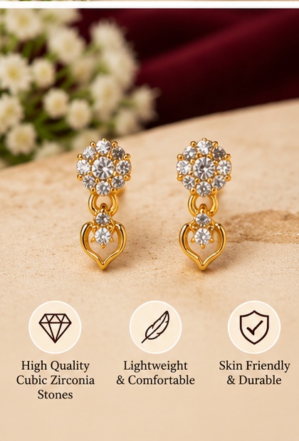 Elegant Gold-Tone Crystal Link Necklace with Matching Earrings