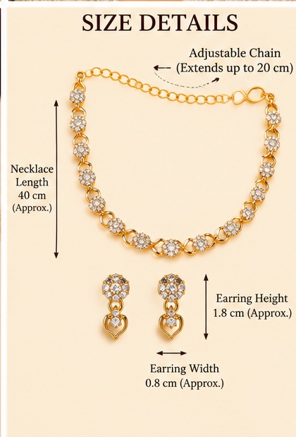 Elegant Gold-Tone Crystal Link Necklace with Matching Earrings