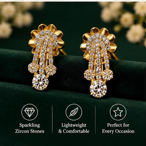 Elegant Gold-Tone Crystal Necklace Set with Matching Earrings