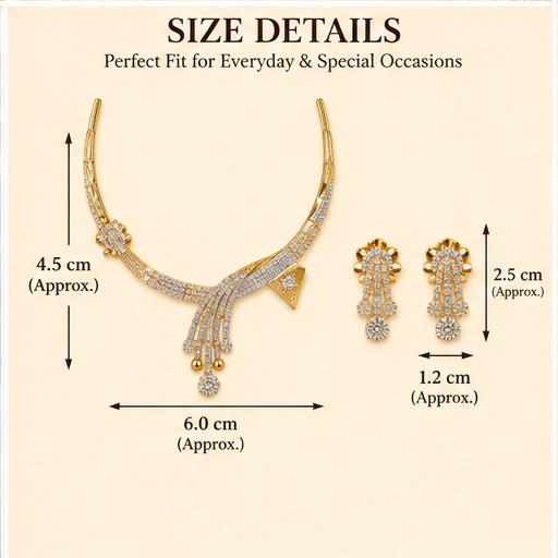 Elegant Gold-Tone Crystal Necklace Set with Matching Earrings