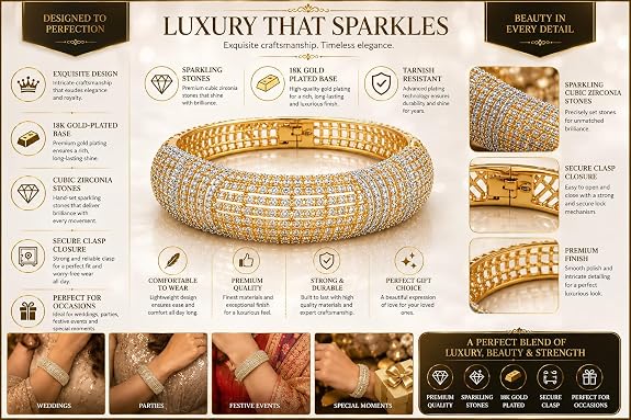 Gold Plated Bangle with Cubic Zirconia Stones