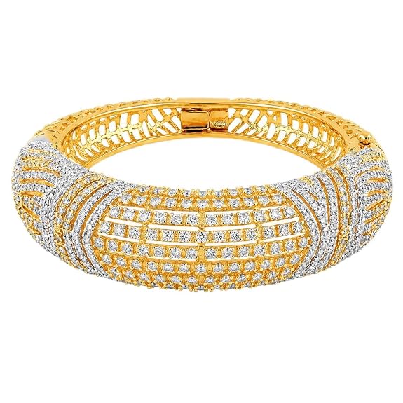 Gold Plated Bangle with Cubic Zirconia Stones