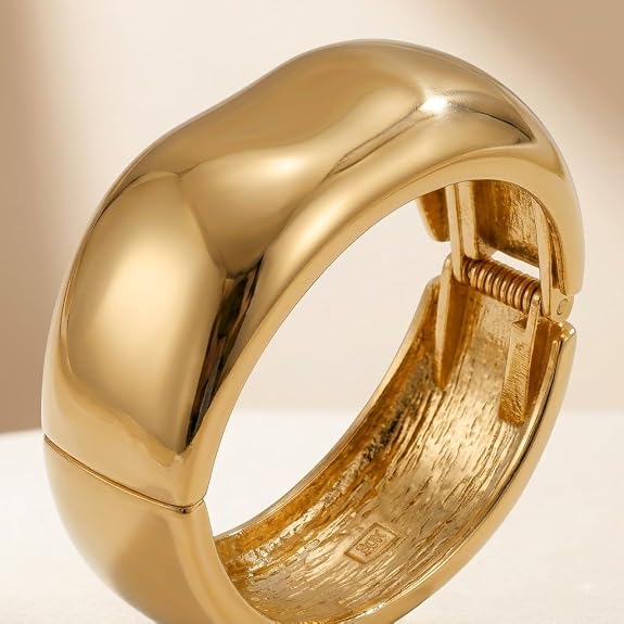 Gold-Tone Bold Rounded Cuff Bracelet for Women
