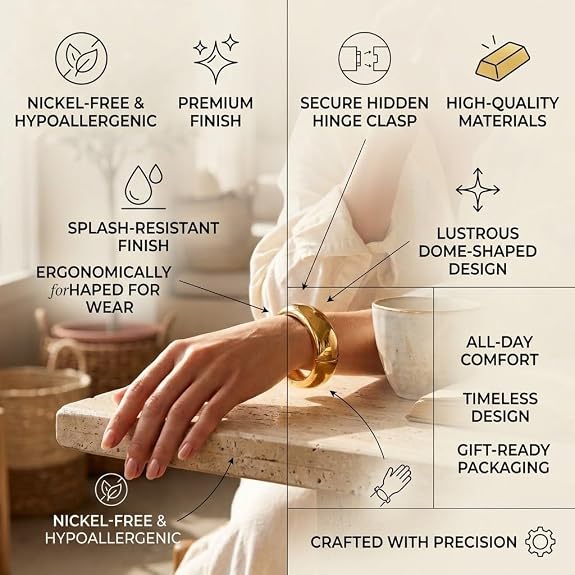 Gold-Tone Bold Rounded Cuff Bracelet for Women