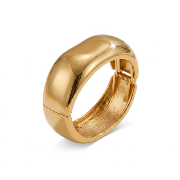 Gold-Tone Bold Rounded Cuff Bracelet for Women