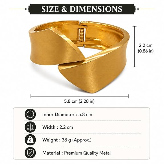 Gold-Tone Cuff Bangle Bracelet for Women Minimalist Style