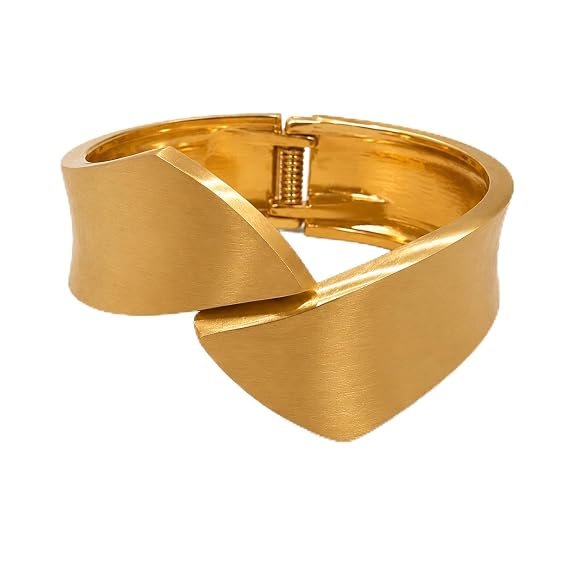 Gold-Tone Cuff Bangle Bracelet for Women Minimalist Style
