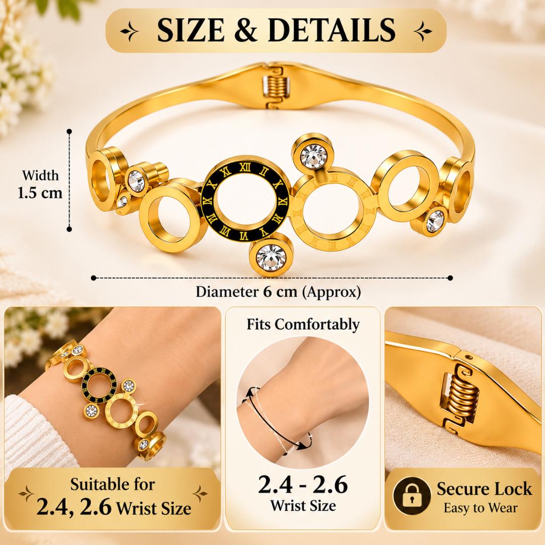 Gold-Tone Double Pearl Design Anti-Tarnish Cuff Bracelet for Women