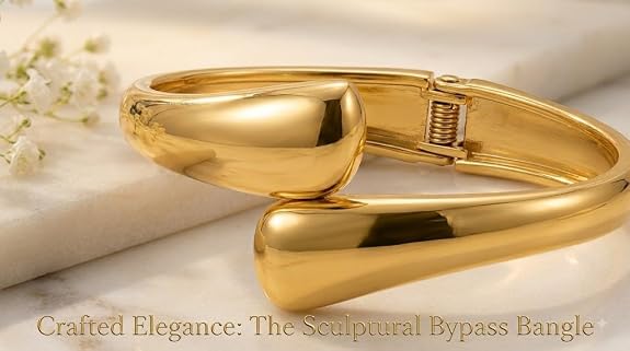 Gold-Tone Modern Interlocking Cuff Bracelet for Women
