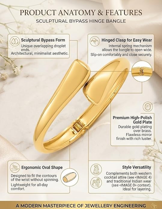 Gold-Tone Modern Interlocking Cuff Bracelet for Women