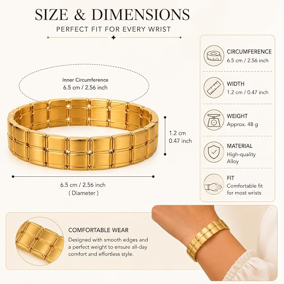 Gold-Tone Textured Dual-Row Link Bracelet for Women