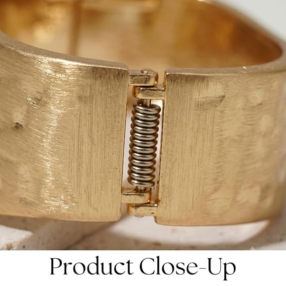 Gold-Tone Textured Wide Cuff Bracelet for Women