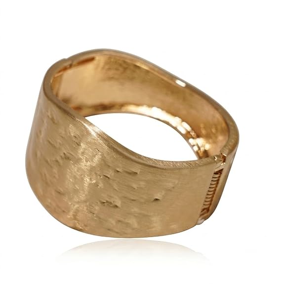 Gold-Tone Textured Wide Cuff Bracelet for Women