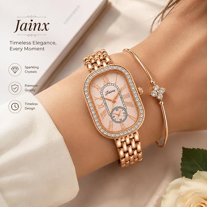 Jainx Women’s Rose Gold Crystal Analog Watch