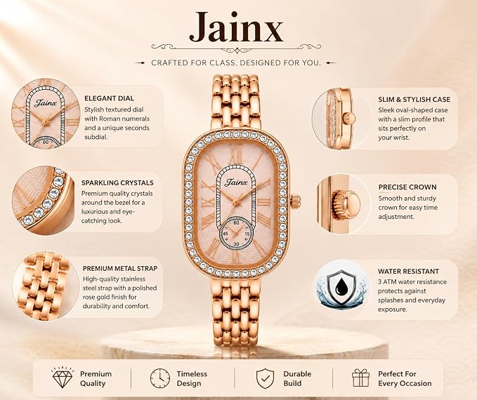 Jainx Women’s Rose Gold Crystal Analog Watch