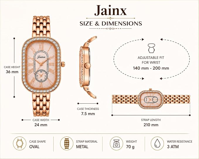 Jainx Women’s Rose Gold Crystal Analog Watch