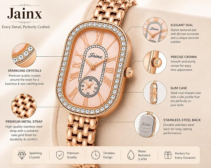 Jainx Women’s Rose Gold Crystal Analog Watch