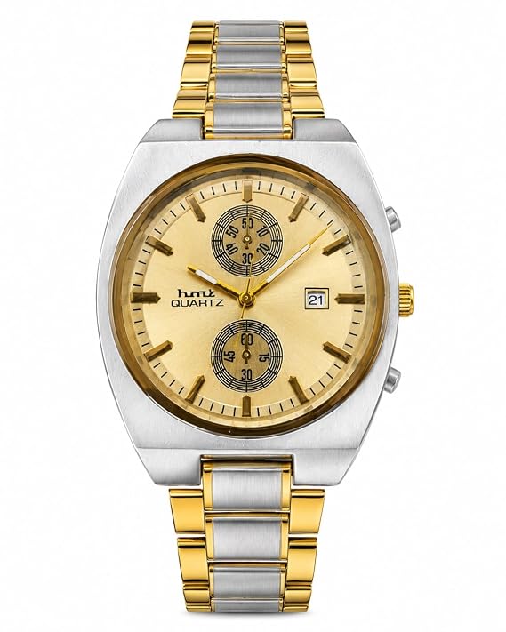 Men's Chronograph Look Analog Watch | Stainless Steel Bracelet | Quartz Movement with Date Display, 42mm Case
