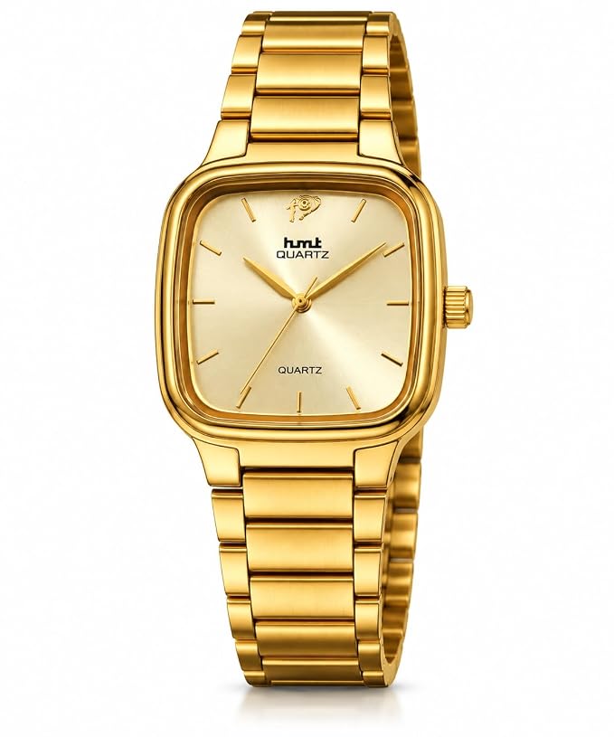 Men's Square Dial Analog Quartz Watch with Metal Bracelet