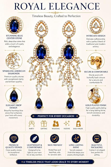 Oval Gemstone Chandelier Earrings with Leaf Design Teardrop Danglers for Women and Girls
