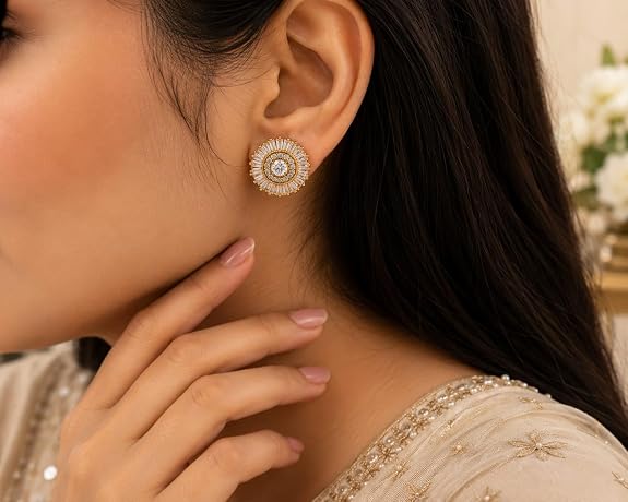 Sunburst Stud Earrings for Women