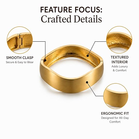 Gold-Tone Bold Square Cuff Bracelet for Women