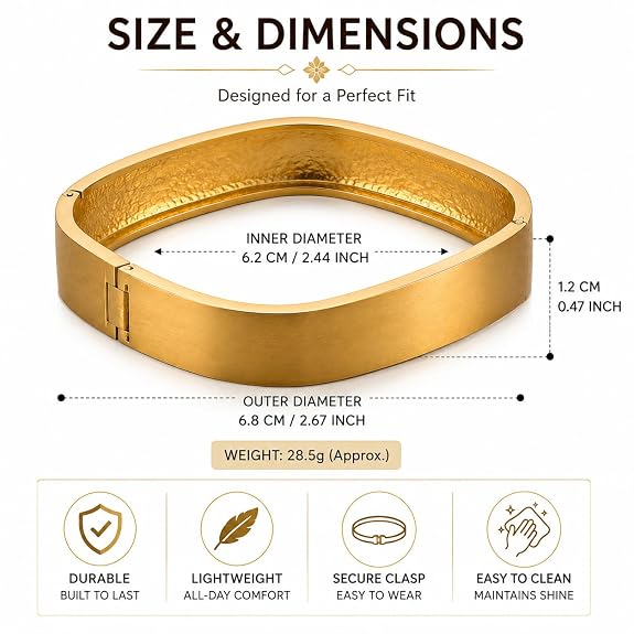 Gold-Tone Bold Square Cuff Bracelet for Women