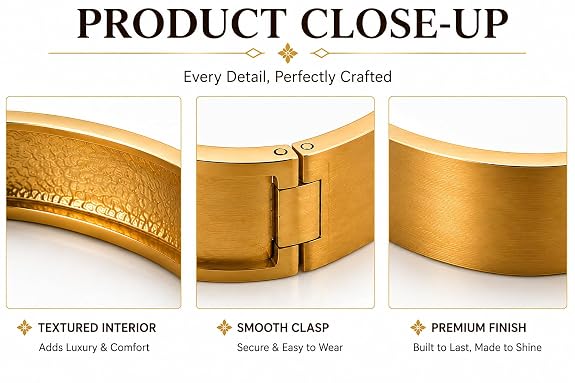 Gold-Tone Bold Square Cuff Bracelet for Women
