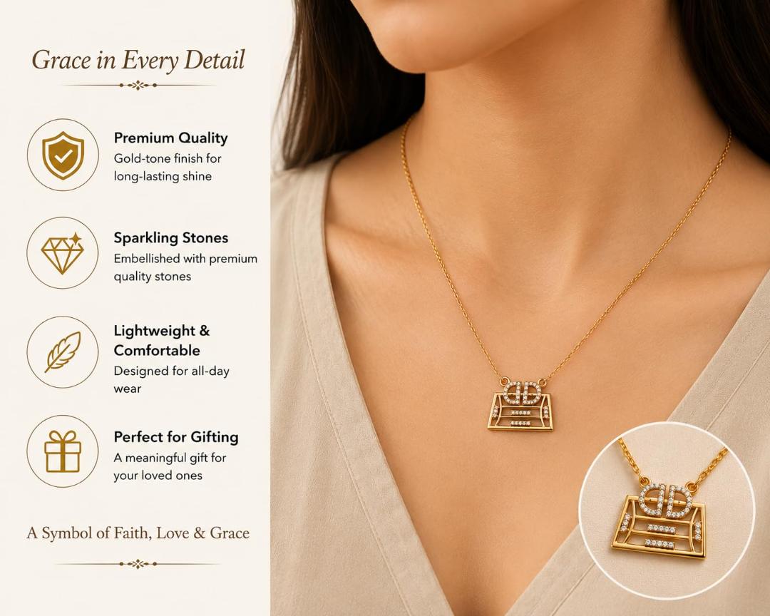 Women's Geometric Pendant Necklace – Rose Gold and Gold (Pendant Only, Earrings Not Included)