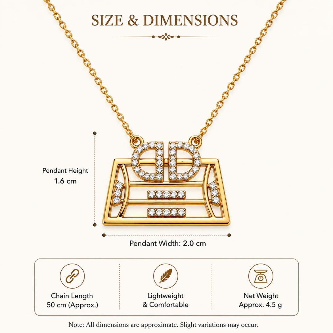 Women's Geometric Pendant Necklace – Rose Gold and Gold (Pendant Only, Earrings Not Included)