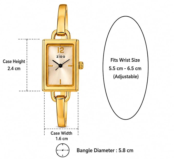 Women’s Gold KADA Bracelet Watch | Stylish Bangle Style Wrist Watch