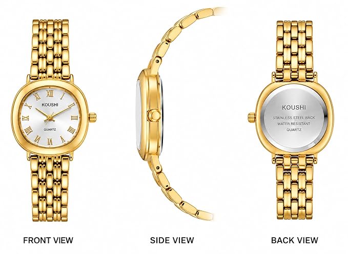 Women's Gold-Tone Analog Watch Roman Numeral Dial