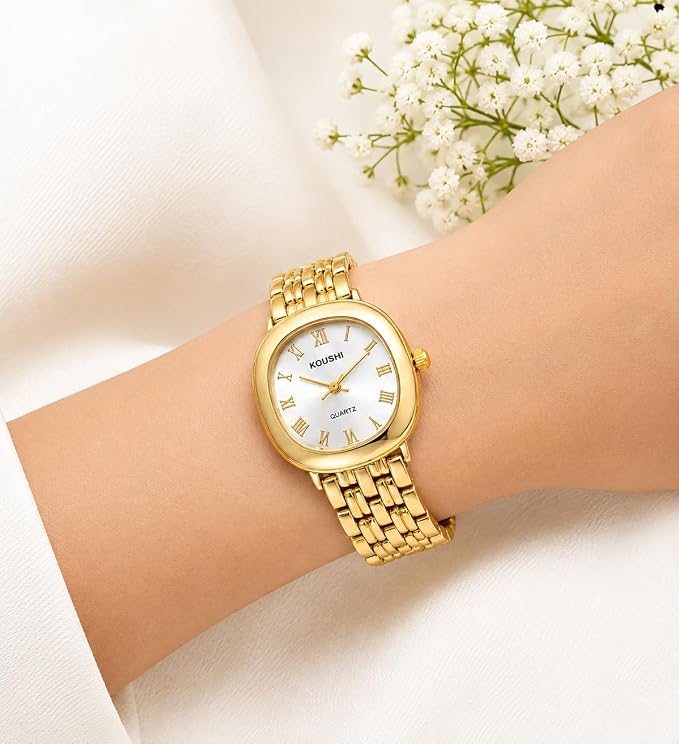 Women's Gold-Tone Analog Watch Roman Numeral Dial