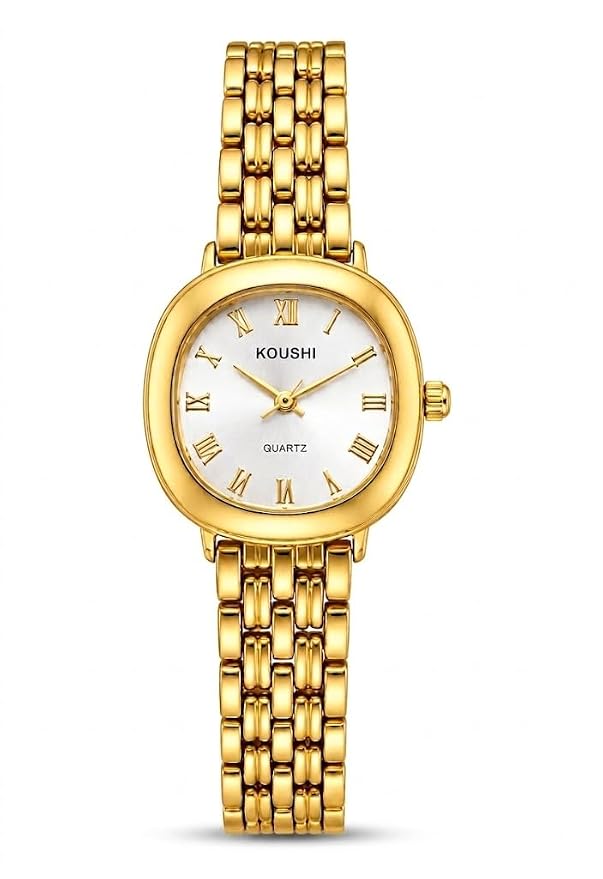 Women's Gold-Tone Analog Watch Roman Numeral Dial