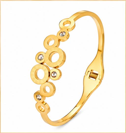Women’s Gold Tone Roman Numeral Crystal Bangle Bracelet